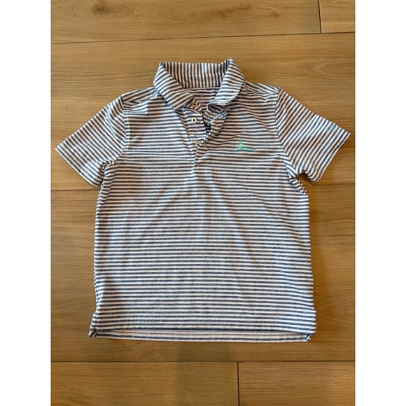 Vineyard Vines Other - Vineyard Vines Sankaty Performance Polo Shirt Boys 6 Blue Striped Palm Beach